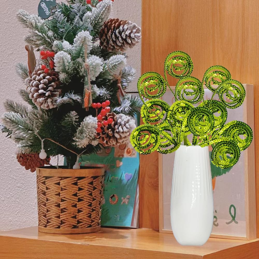 8 Pcs Christmas Tree Decoration Picks Glitter Candy Shape Curly Pick Artifici…