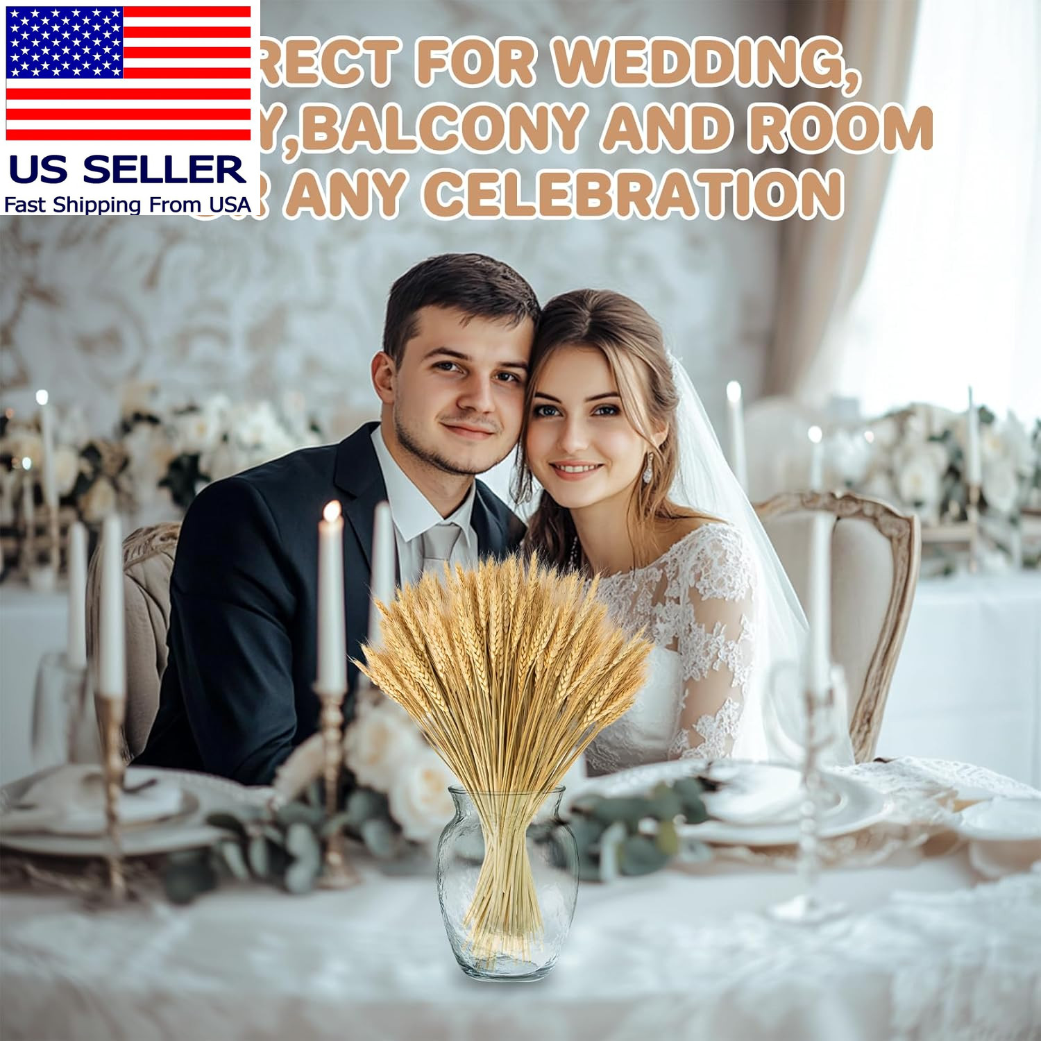 100 Stems Dried Wheat Stalks for Decor – Sheaves Grass Natural Bunch Flowers Hom
