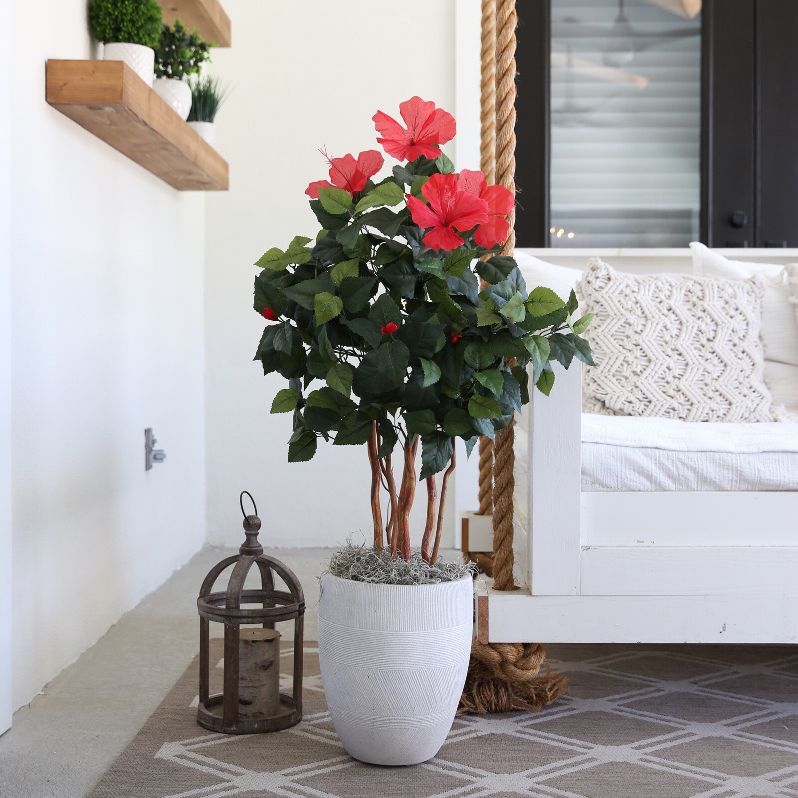 3’ Artificial Hibiscus Flowering Tree Home Decor. Retail $106