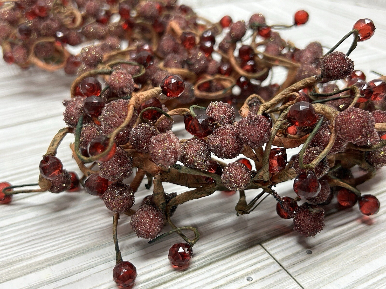 Holiday Artificial Berry Beaded Candle Ring 3.5″ Round Set Of 2