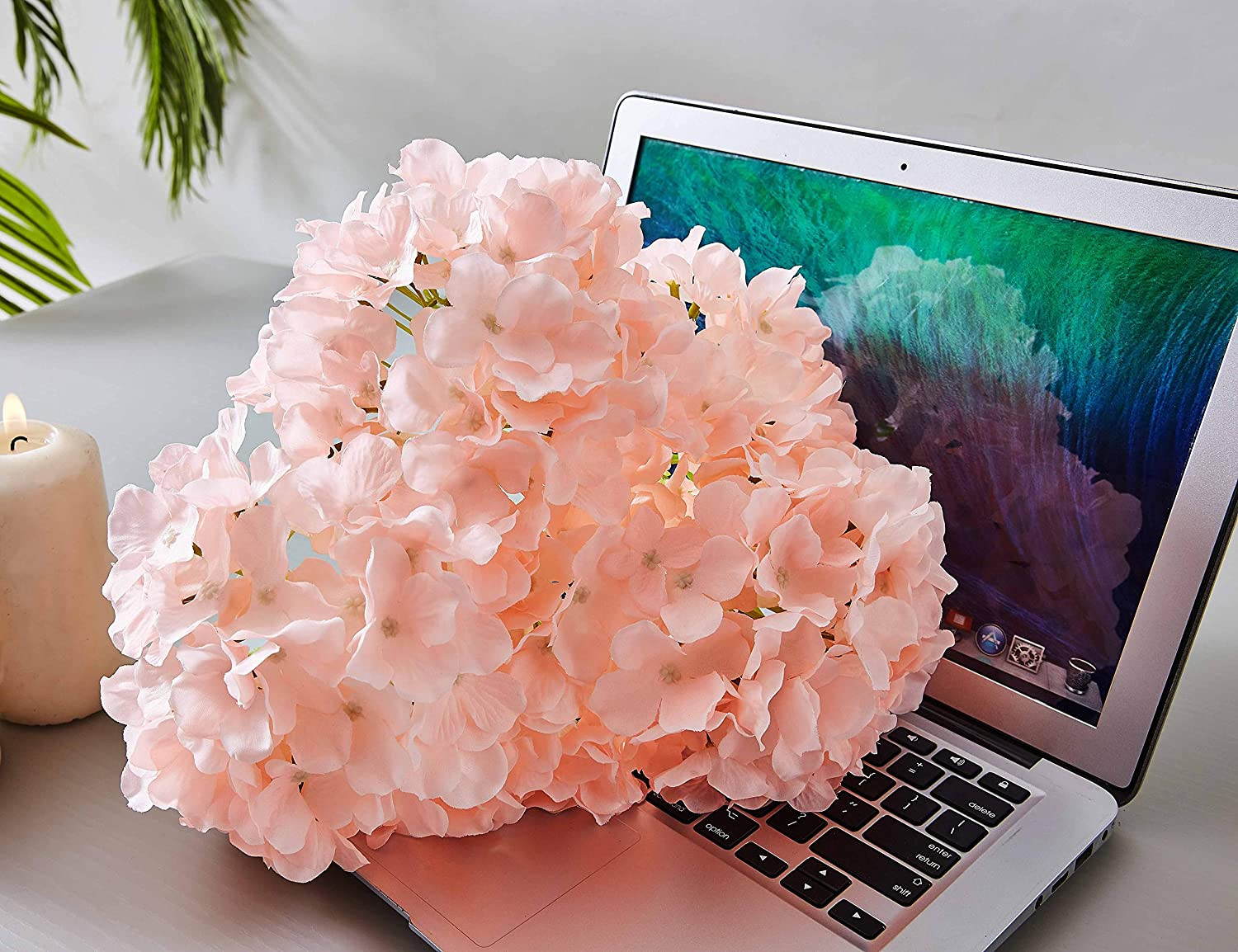 Artificial Hydrangea Flowers Blush Heads 10 Fake Hydrangea Silk Flowers