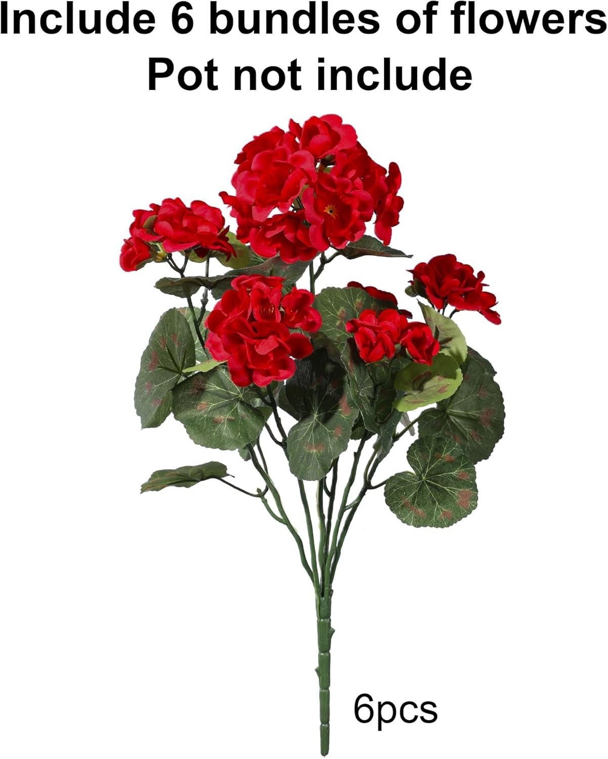 6 Bundles of Beautifully Crafted Silk Geraniums – Ideal for Porches and Gardens