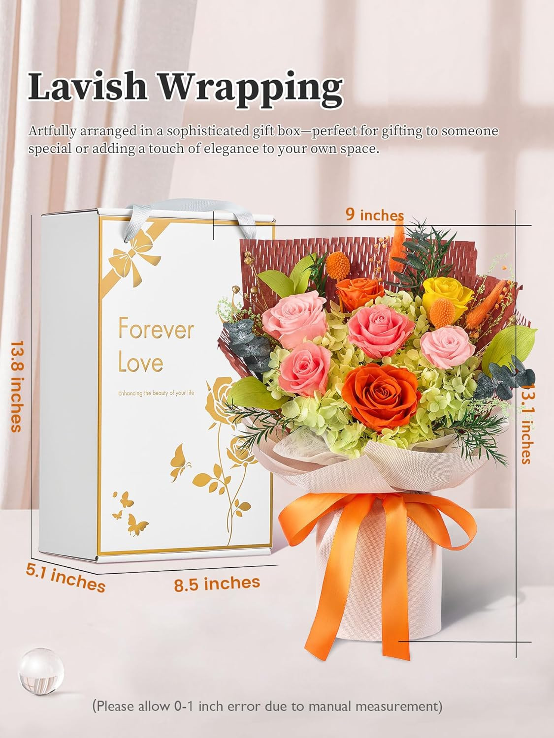 Forever Flowers Gifts for Mom, Mothers Day Preserved Flowers Bouquet Birthday Gi