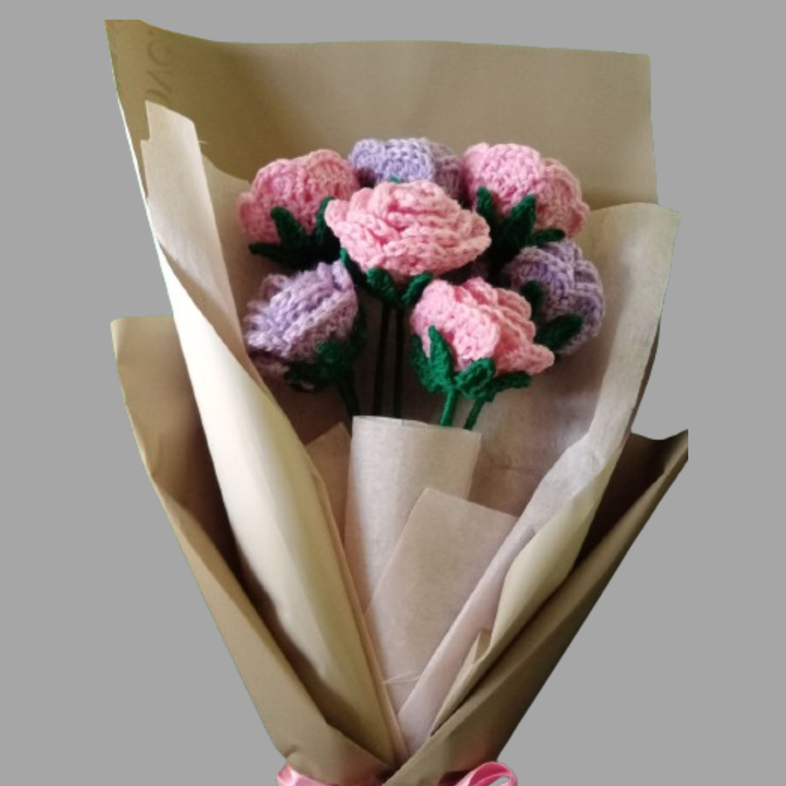 Hand Knitted Flower Wool Yarn Crochet Flowers Hand Woven Bouquet Wedding Home