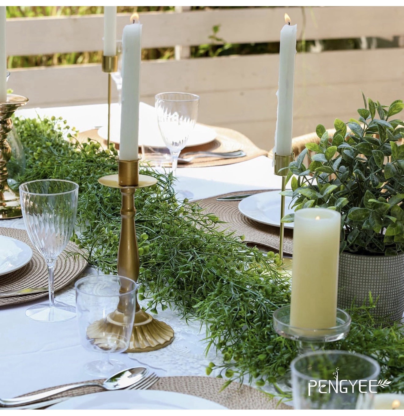 Artificial Greenert Garland 6 Pack 5.57ft Faux Leaf Green For Table Room Bedroom