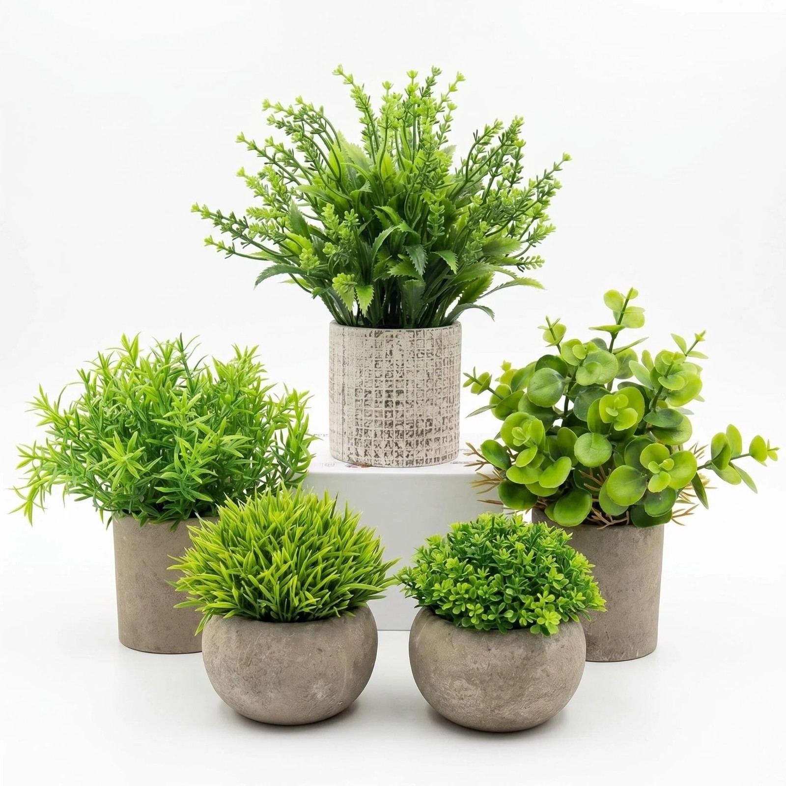 Mini Fake Potted Plants for Desk & Bathroom Decor, Realistic Indoor Greenery