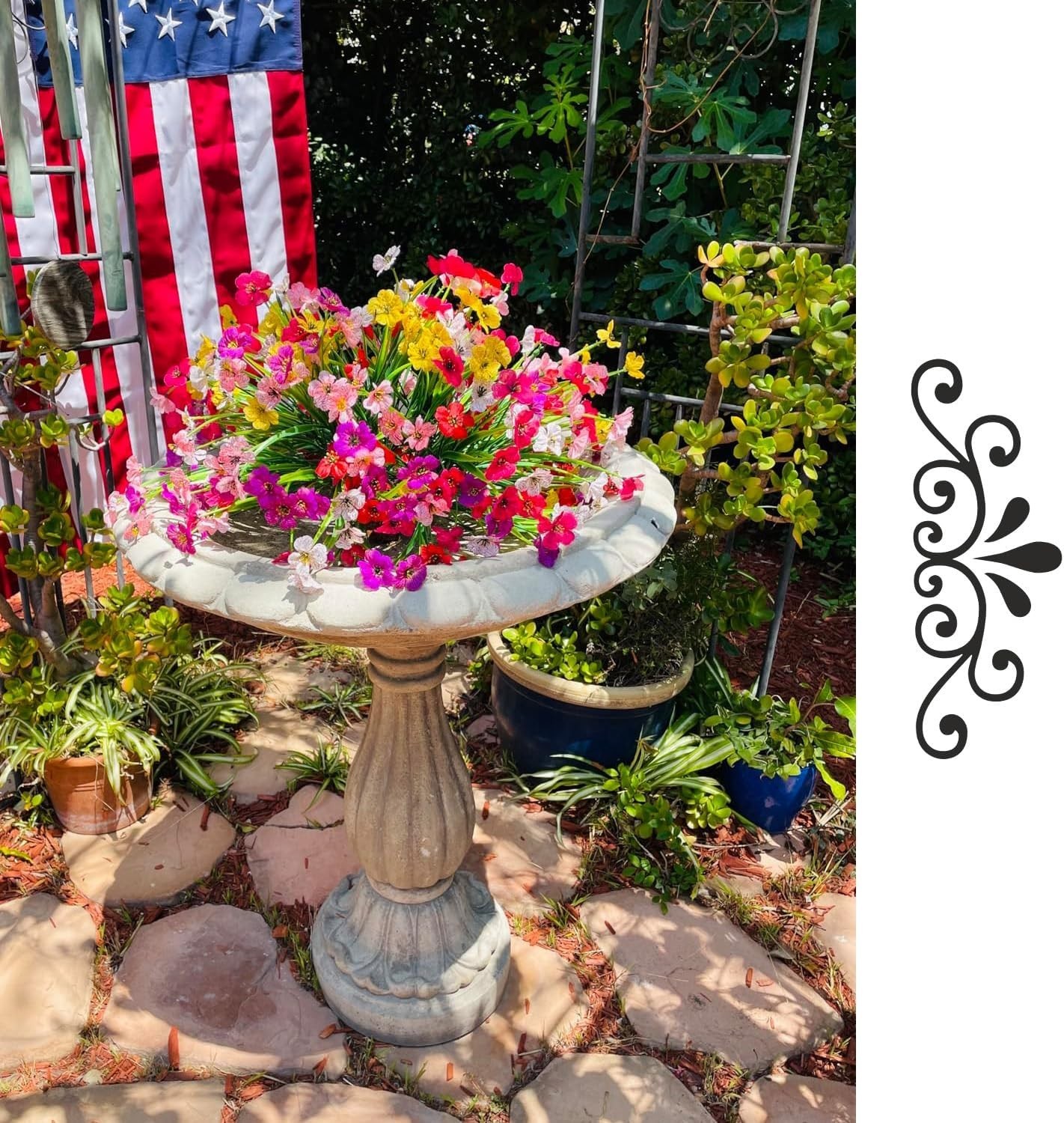 6Bundles Artificial Flowers for Outdoor,No Fade Fake Plastic Flowers Faux Pla…