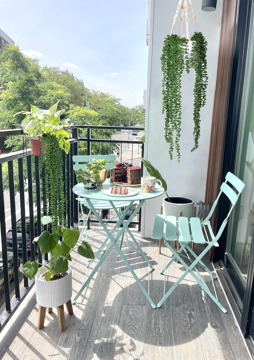 6Pcs Artificial Hanging Succulents Fake String of Pearls Plant Faux Greenery Wal