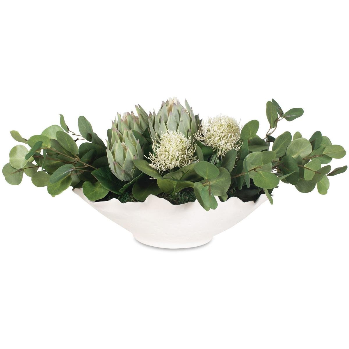 Uttermost 60256 Protea Blooms Off-White and Green Bowl Centerpiece