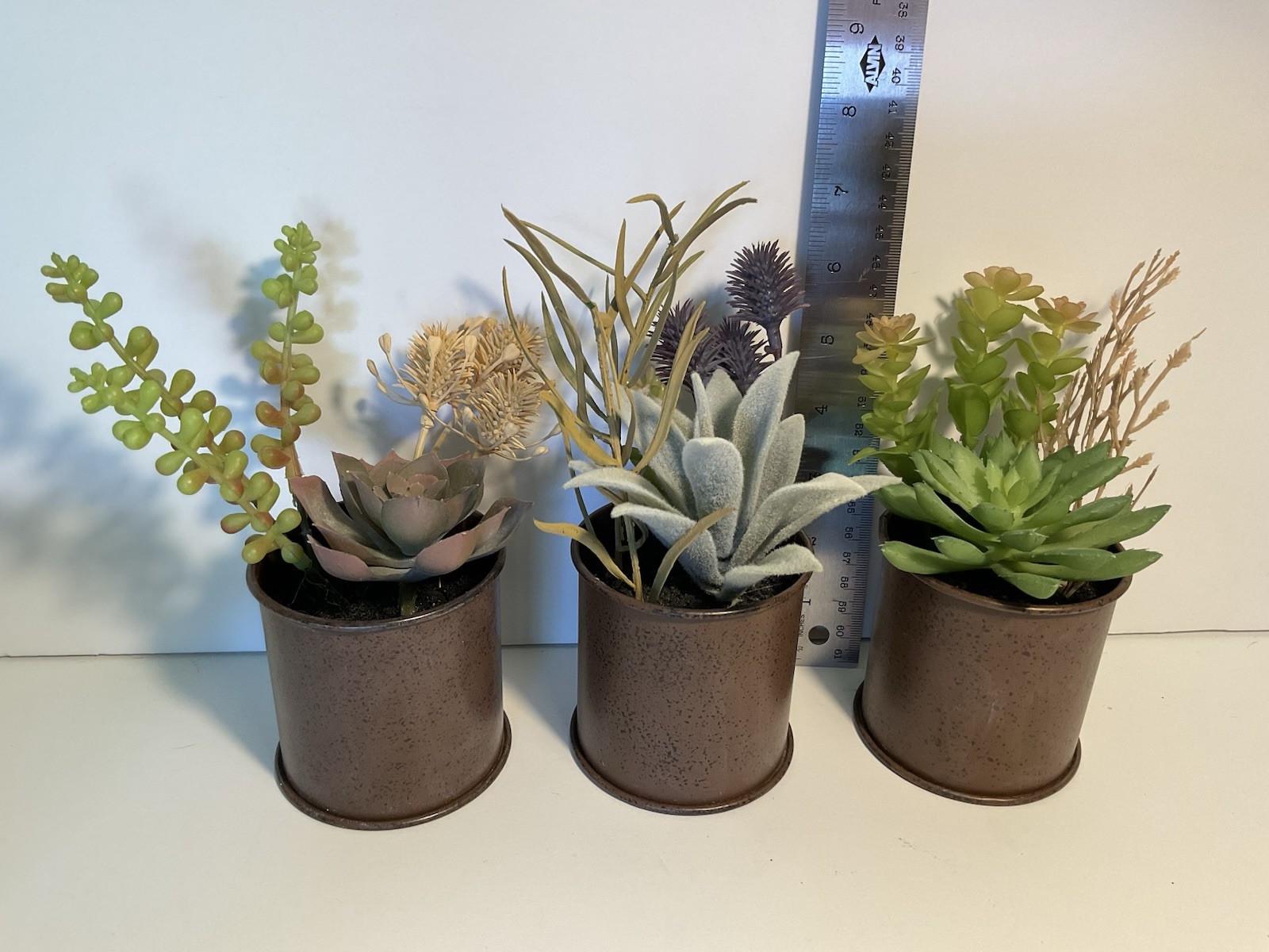 Michael’s Artificial Succulent Plants in Rustic Brown Pots – Set of 3
