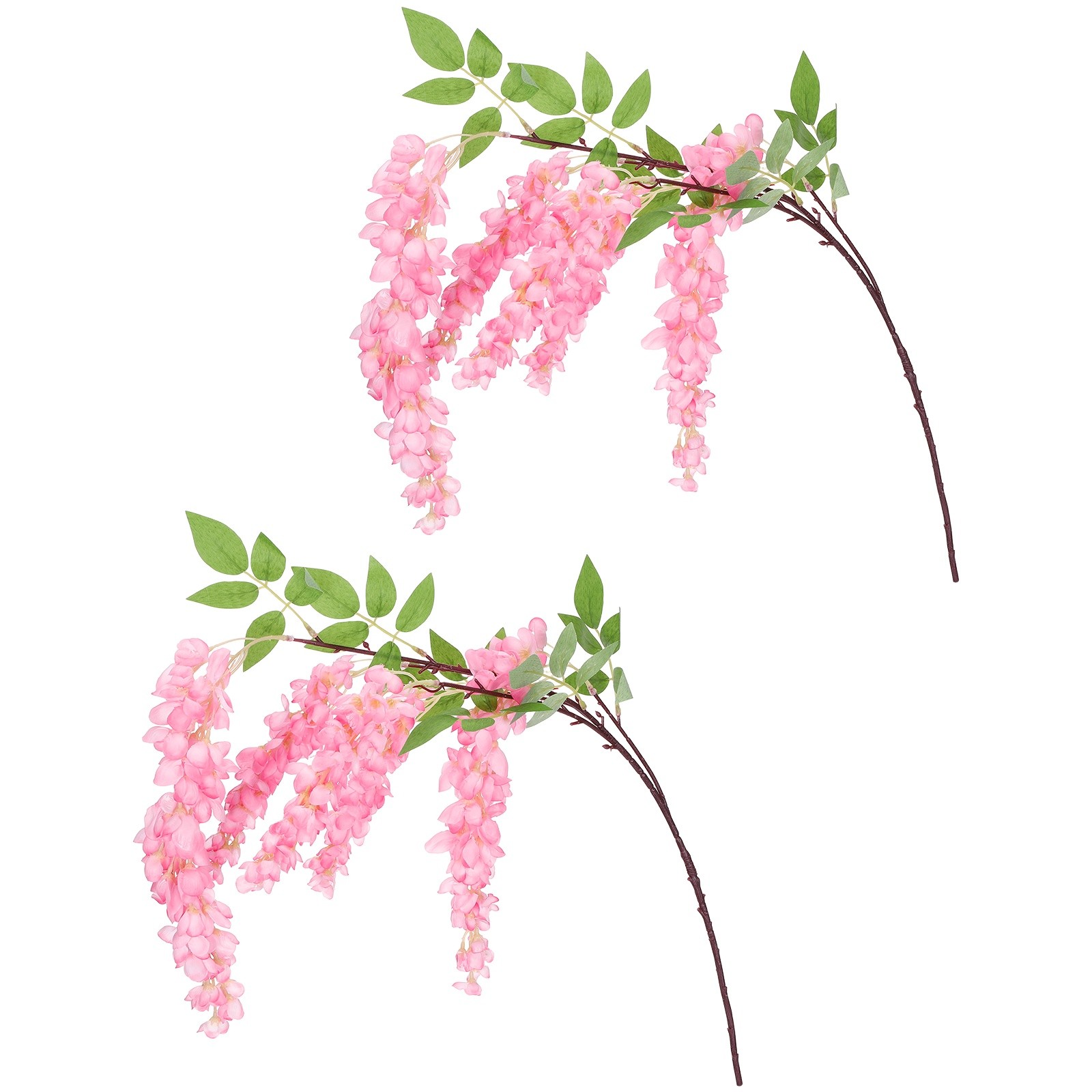 2 Pcs Artificial Wisteria Hanging Flowers 3.9 ft Fake Hanging Floral Dark Pink