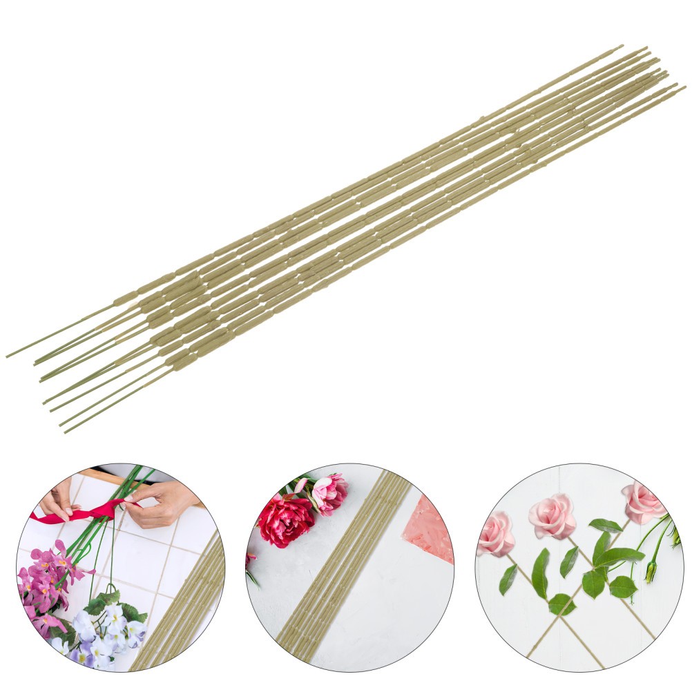 10Pcs Reusable Artificial Flower Stems DIY Floral Rods Green Plastic Wire