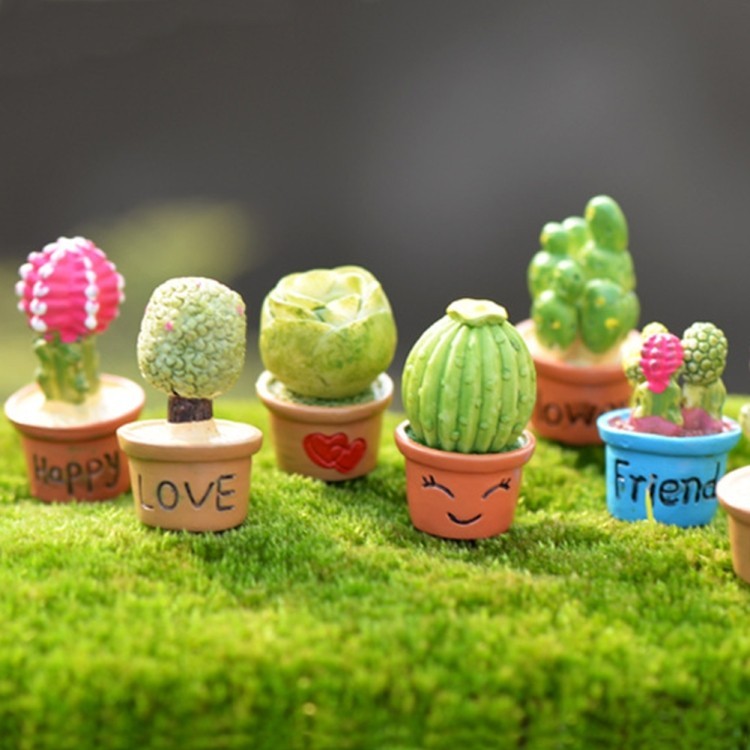 Mini Artificial Potted Plant Dollhouse Miniature Flower Home Desk Decor Love