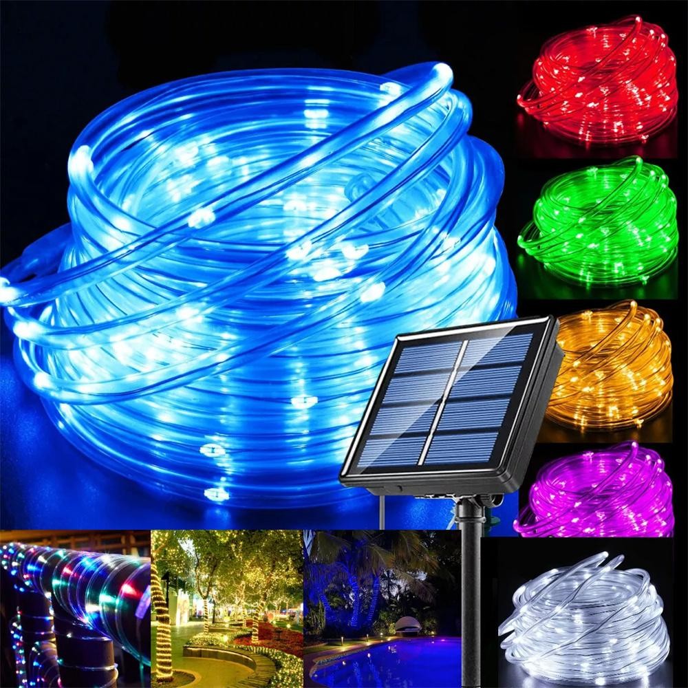 7m/12m/22m/32m Garland Tube Strip Lights Outdoor Waterproof LED Solar Rope Strin