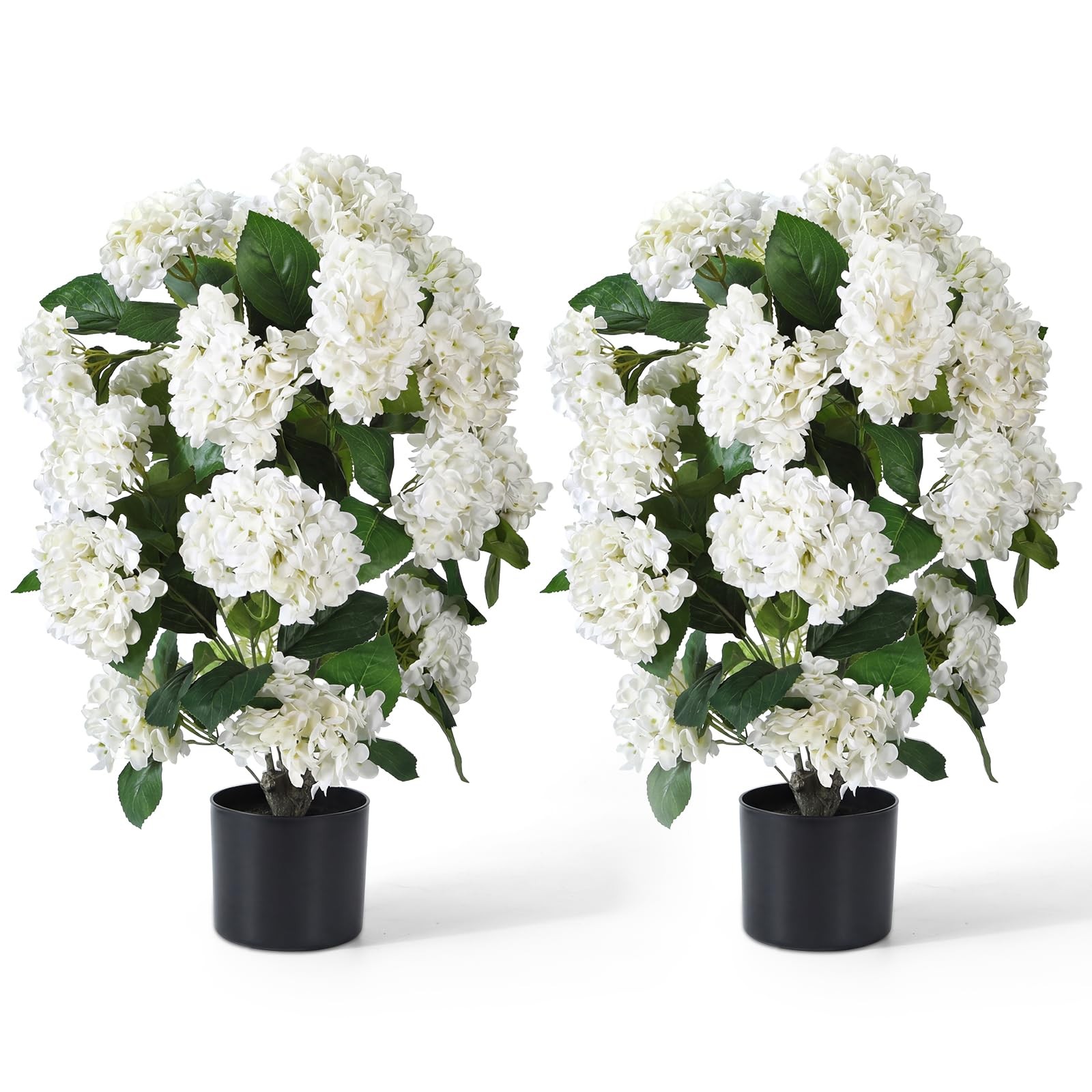 Faux Hydrangea Trees 30“ 2 Pack, Hydrangea Artificial Flower for Outdoor, UV …