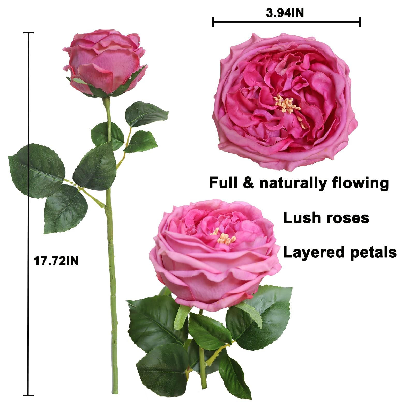 Purple Roses Artificial Flowers Real Touch Roses With Stems Faux Peony Flower…