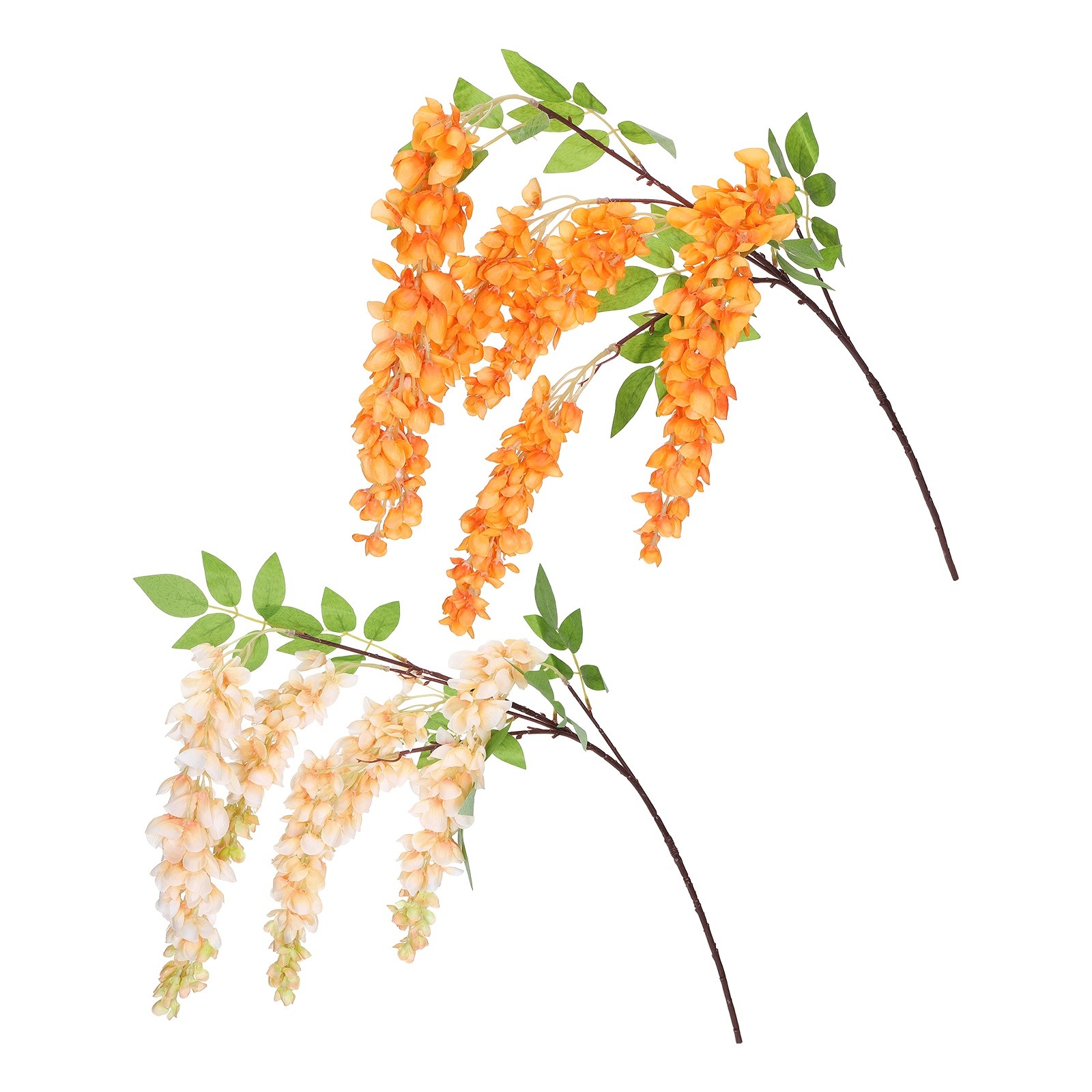 2Pcs Artificial Wisteria Hanging Flowers 3.9ft Fake Hang Floral Orange/Champagne
