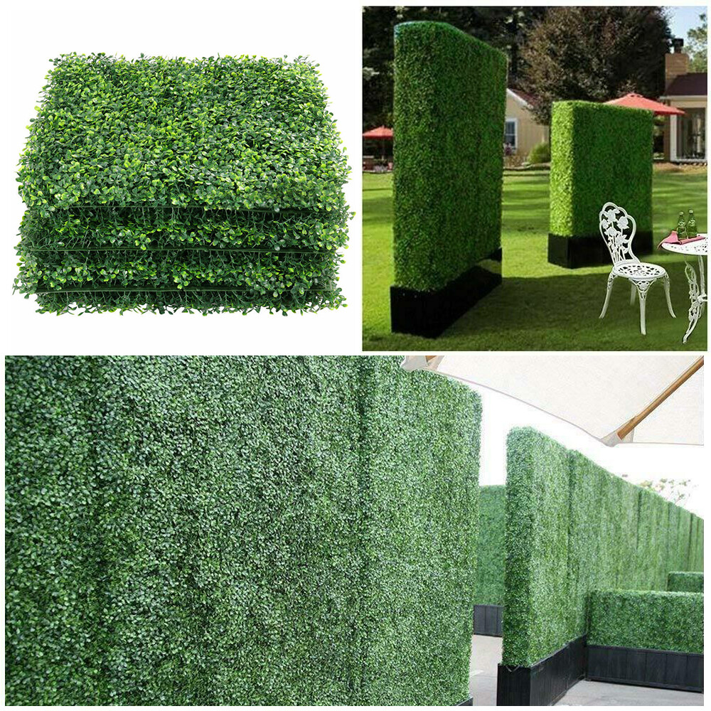 12pcs 20×20″ Artificial Boxwood Wall Hedge Mat Plant Panels Outdoor Grass Fence