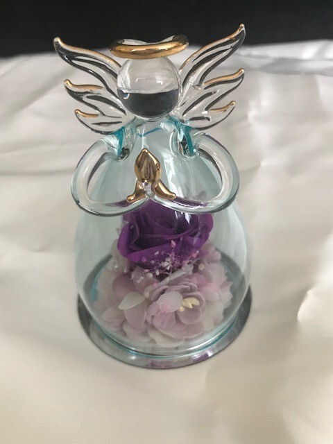 Beautiful Angel Purple Rose Figurine by ANLUNOB. The Only Eternal Rose.