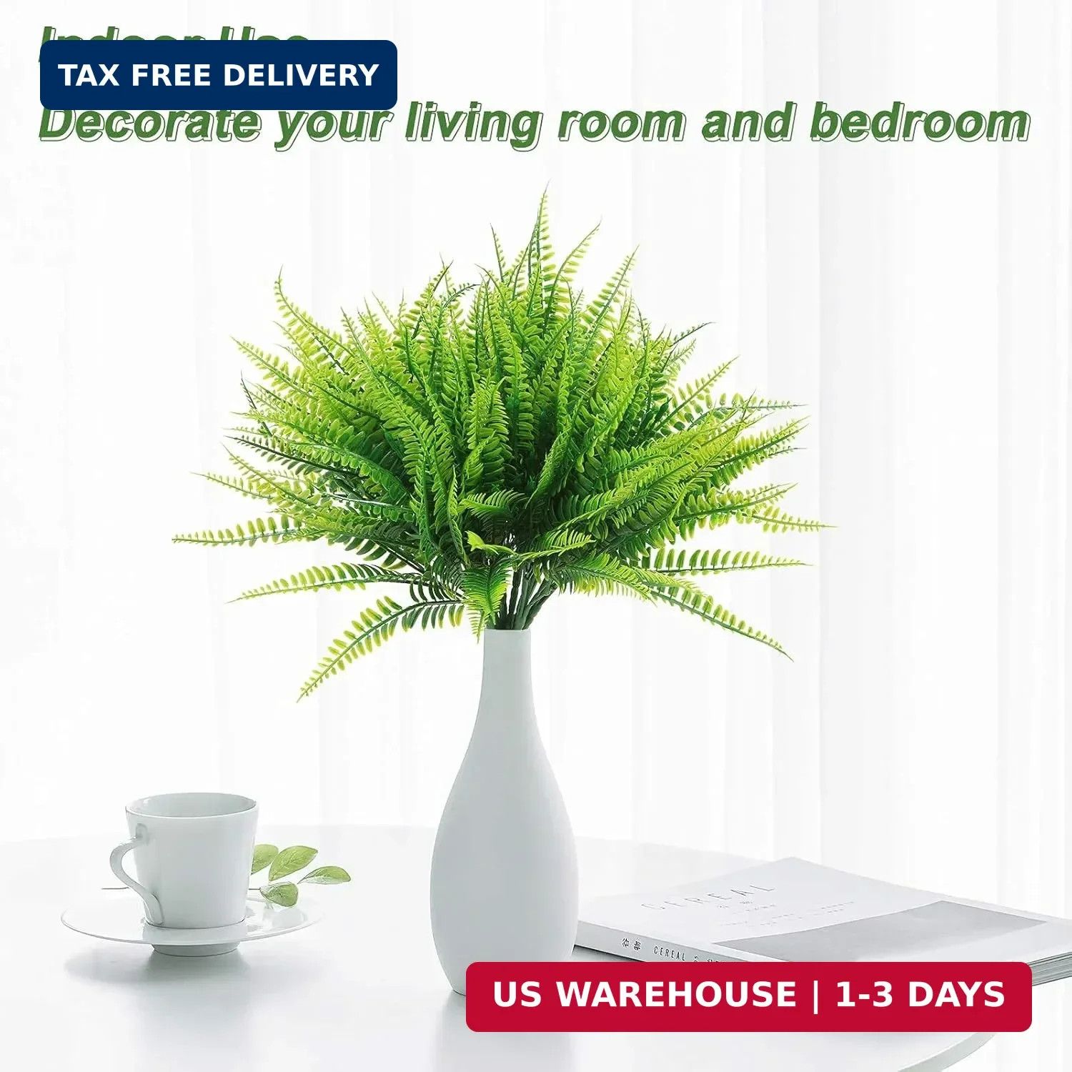 Coreland 8 Pcs Fake Plants Outdoors – Ferns Artificial Plants for Outdoor Ferns