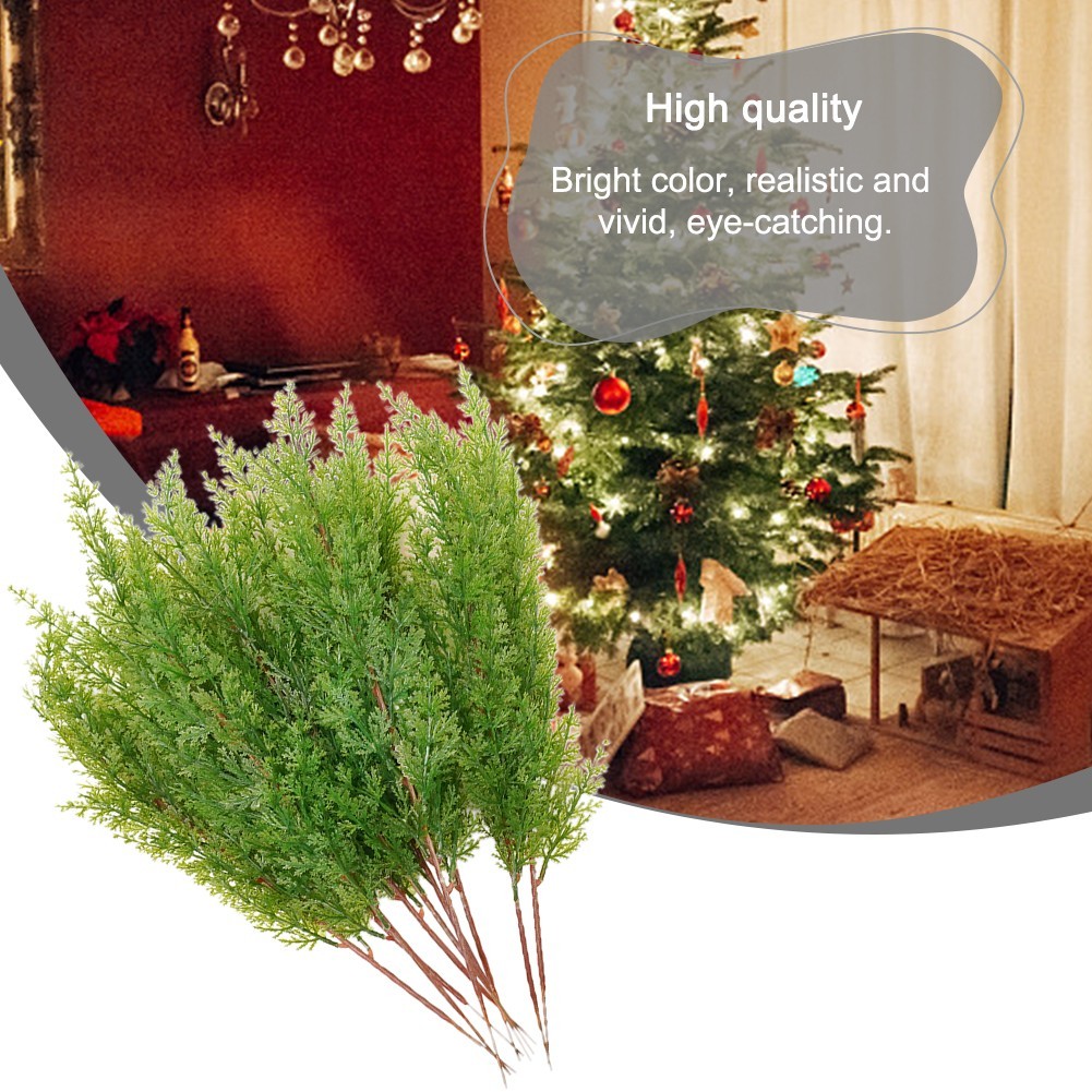Artificial Pine Cypress Leaves Branch Simulation Green Plant Home Office Decor