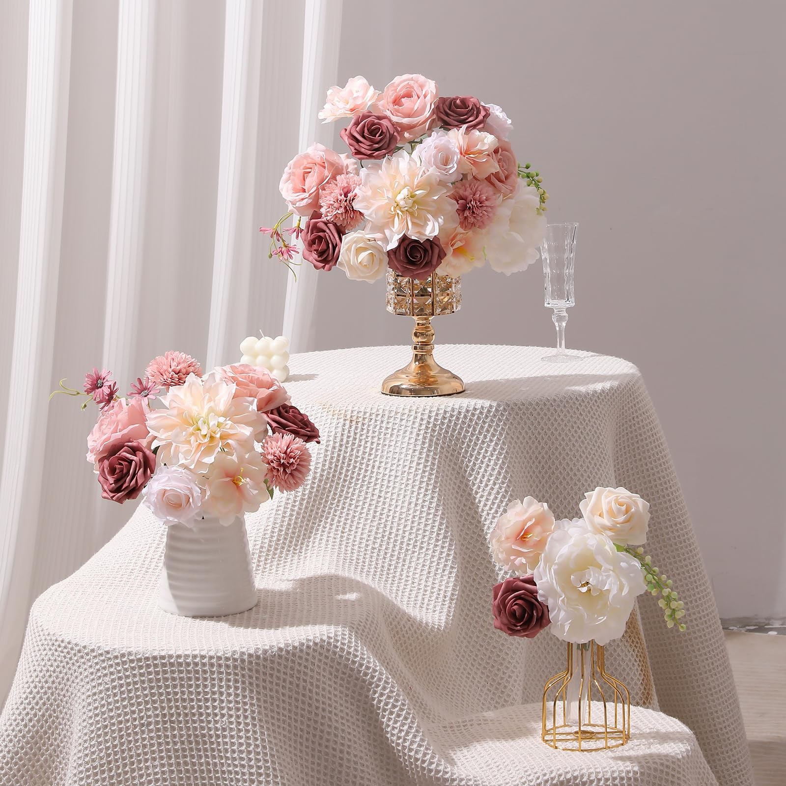 Garisey Artificial Flowers Combo, Mix Silk Flowers Roses, Peonies, Dahlias wi…