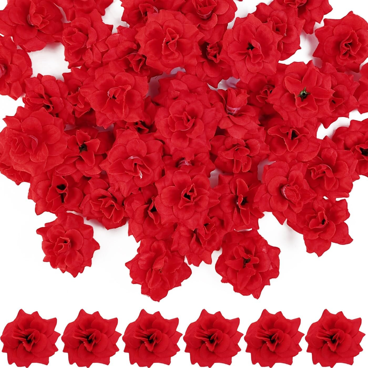 55PCS Red Roses Buds Artificial Flowers Bulk, 1.2″ Small Silk Fake Roses Flow…