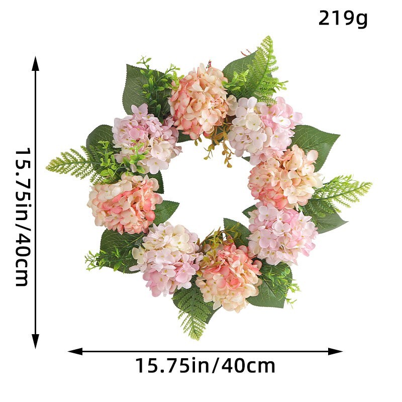 Artificial Spring Wreath for Front Door or Porch, Pink Flower