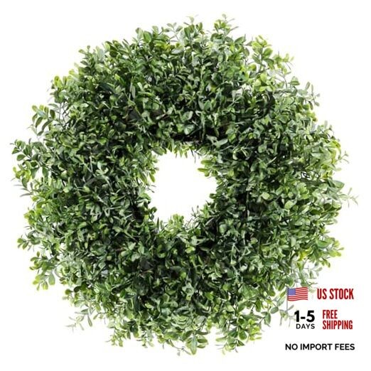 26” Large Boxwood Wreath for Front Door, Window – Artificial Boxwood Leaves