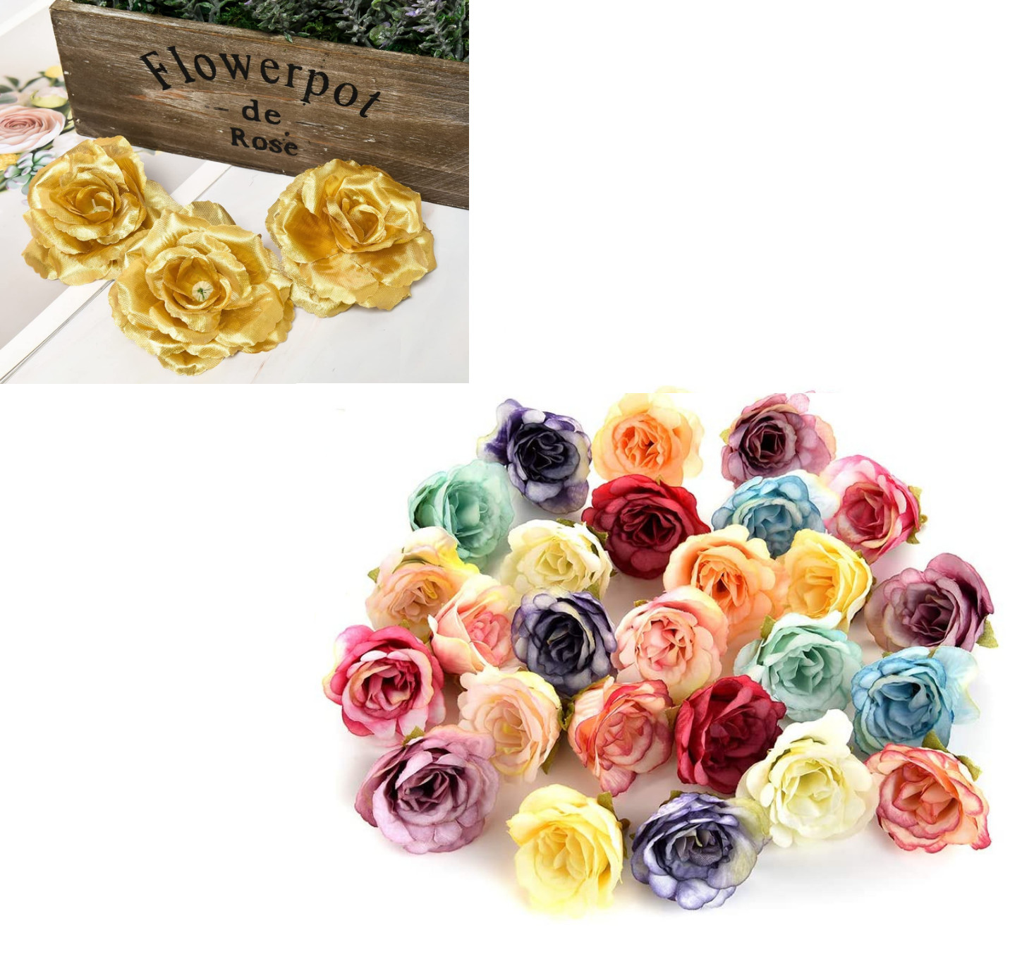 50PCS Artificial Flowers Silk Roses Heads Bulk for Wedding Party Decoration 2″