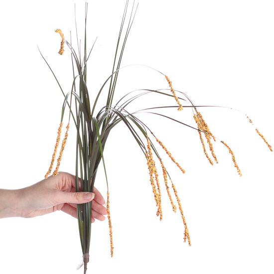 Lot of 12 Artificial Orange Seeded Long Blade Grass 30″ Stems