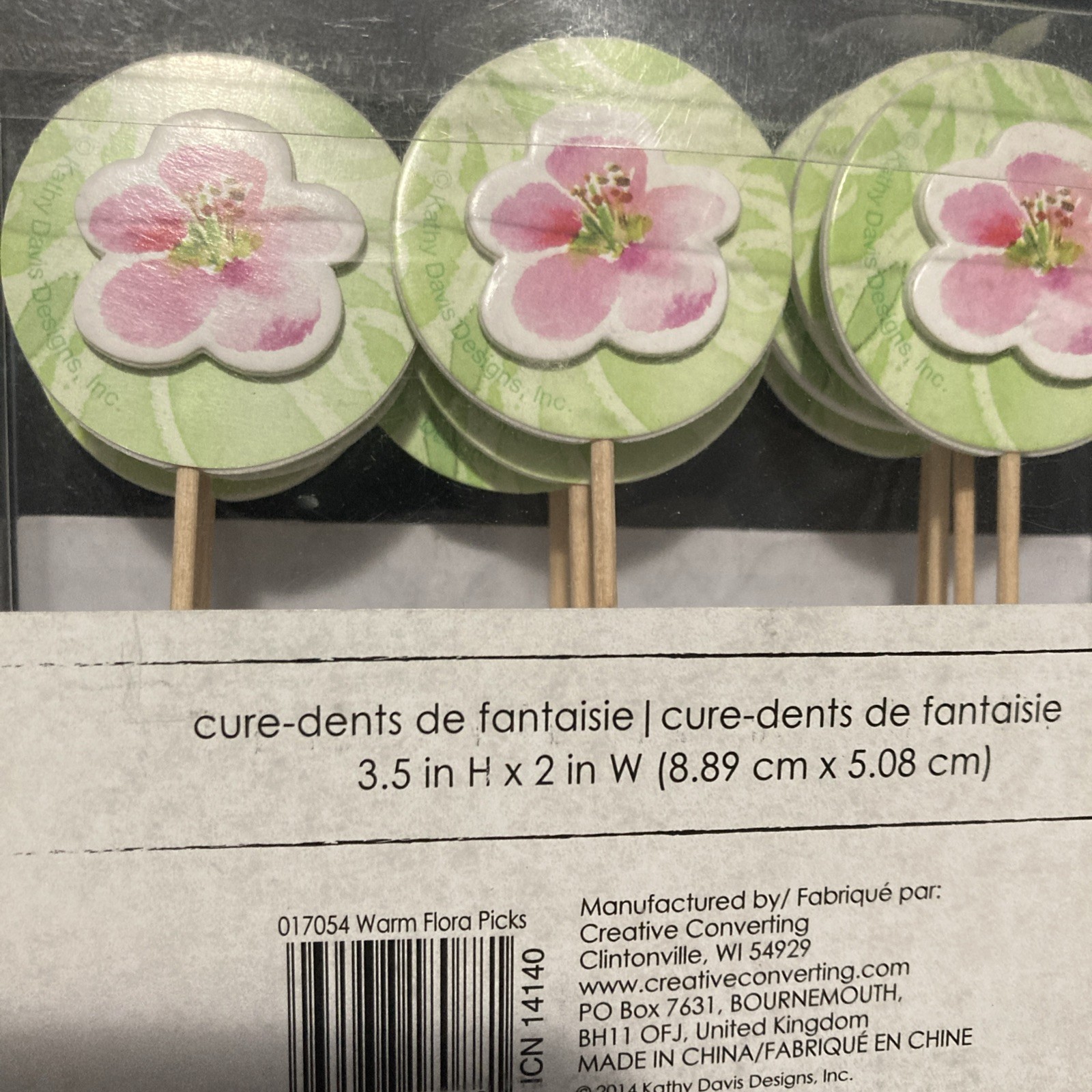 Set Of 12 Kathy Davis Flower Decor Cupcake Picks Birthday Decor 3.5 X 2″ NIB