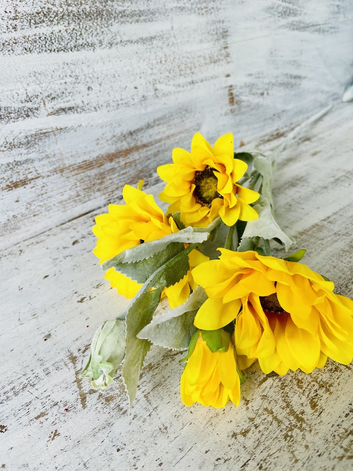 Sunflower Blooms Spray, 26” Country Farmhouse Floral Decor One Stem Included
