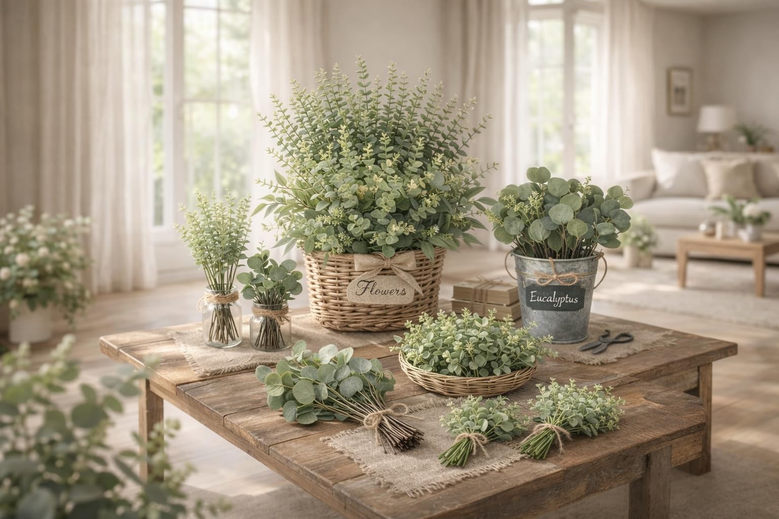 Artificial Eucalyptus Leaves 130 Stems Faux Greenery Branches for Vase Arrang…