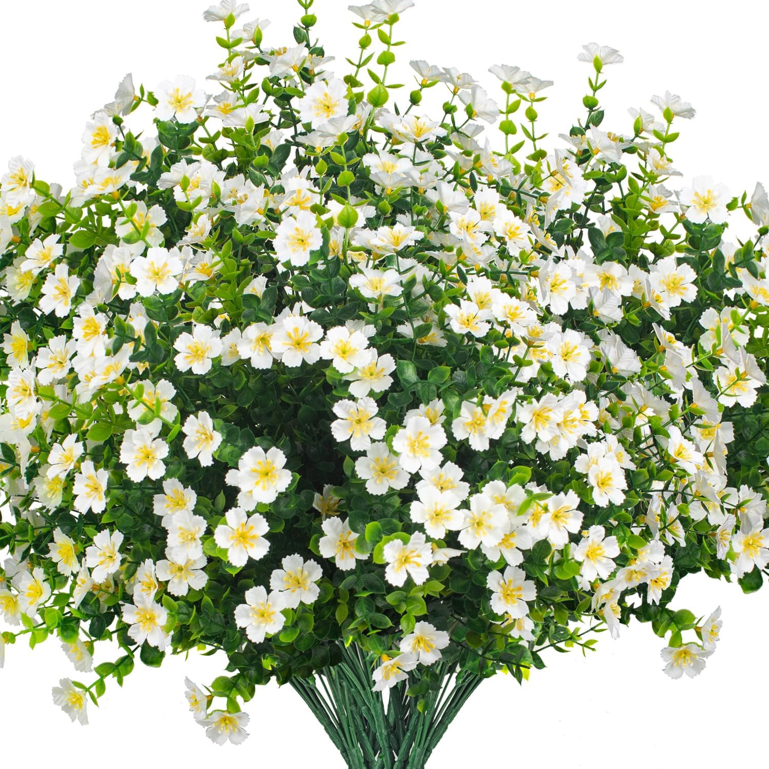 Outdoor Artificial Flowers UV Resistant & Fade Proof, 12 Pack Realistic Fake Flo