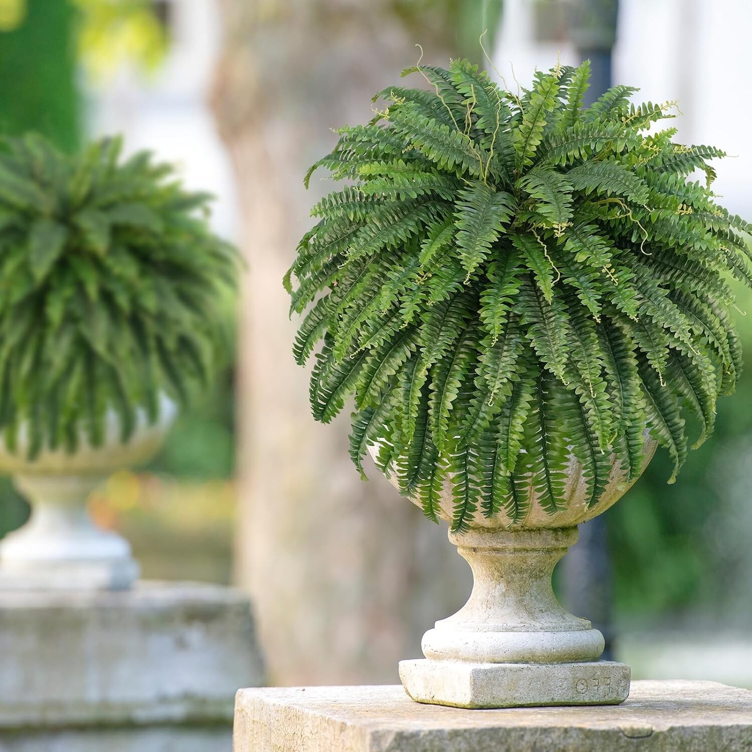 50″ Artificial Boston Ferns Fake Bush Plants Large Faux Ferns with 96 Fronds