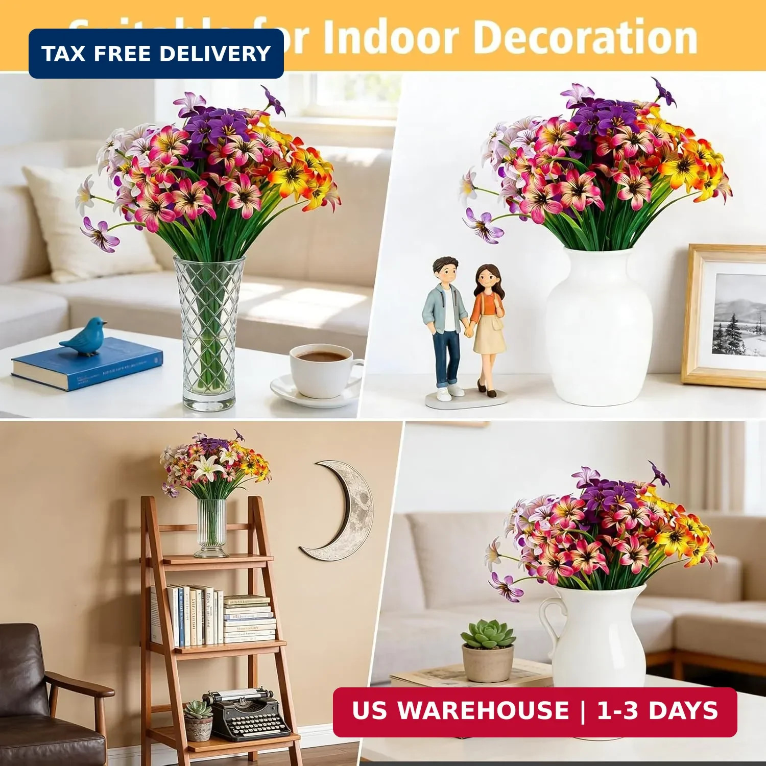 16 Pcs Artificial Flowers for Outdoors, UV Resistant Fake Pansy Silk Flowers, Re