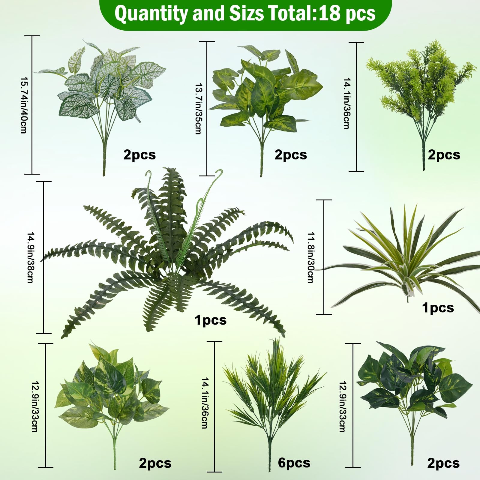 18 Bundles Artificial Greenery for Outdoors, Artificial Outdoor Plants UV Res…