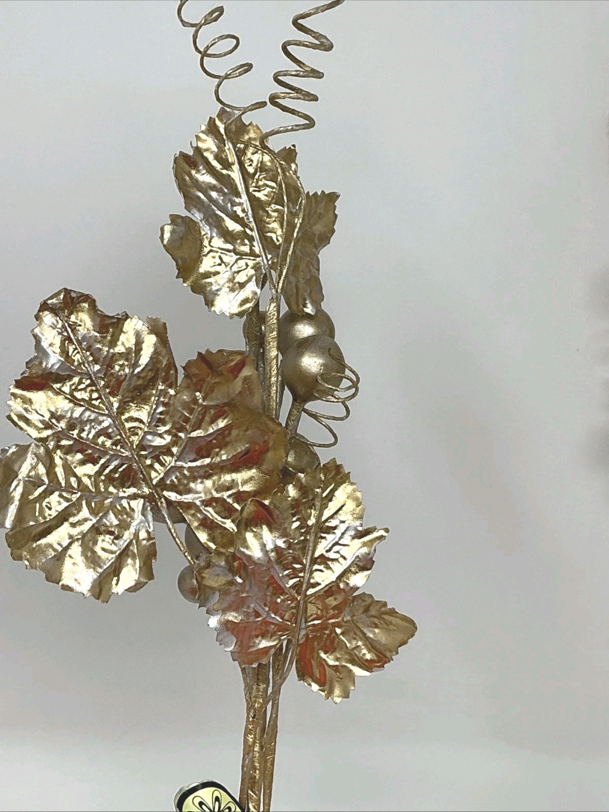 Silver and Gold Berry Leaf Floral Pick 22” L 2 Picks Christmas Vase Filler NOS