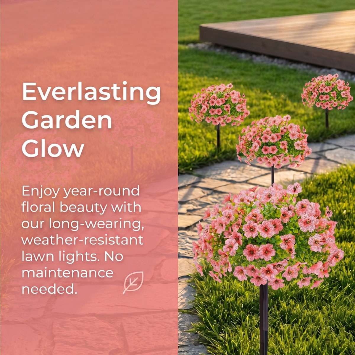 Artificial Flowers UV Resistant Faux Plant w/ Ground Spike Outdoor Indoor Decor