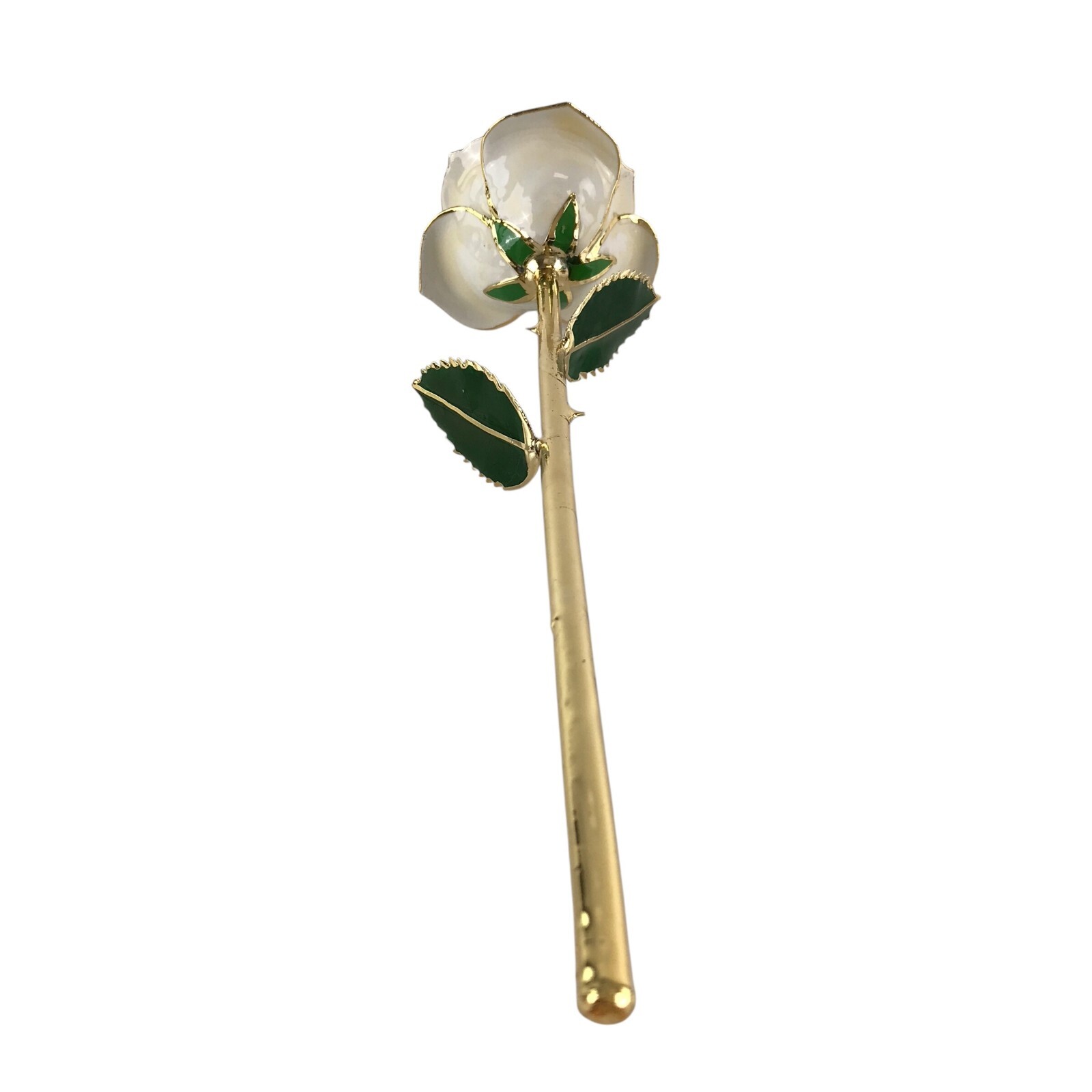 24K Gold Dipped White Rose Long Stem Forever Preserved Rose Flower Lacquered