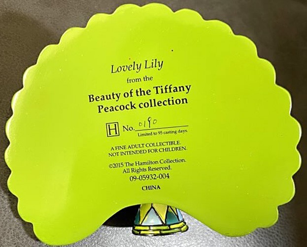 3 BEAUTY OF TIFFANY PEACOCK STAINED GLASS LOOK #ED LILY DRAGONFLY BLOSSOM RS