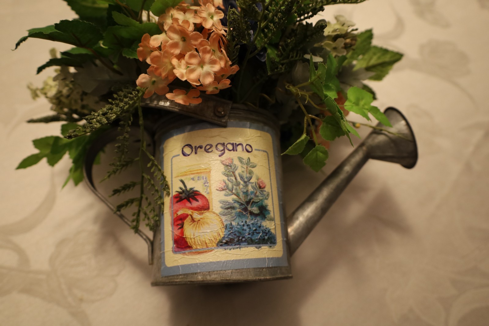 Spring Multicolor Artificial Floral in a Watering Can Table Decoration