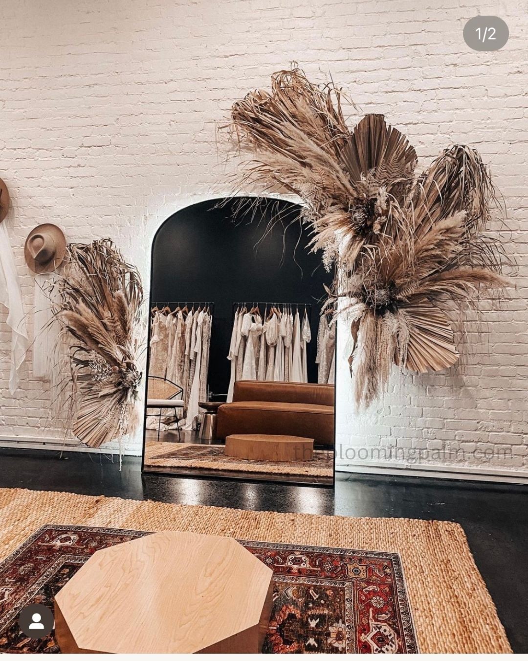 1 Pc Jumbo XL Dried Palm Leaf Party & Home & Wedding Decor 4ft From Stem To Leaf