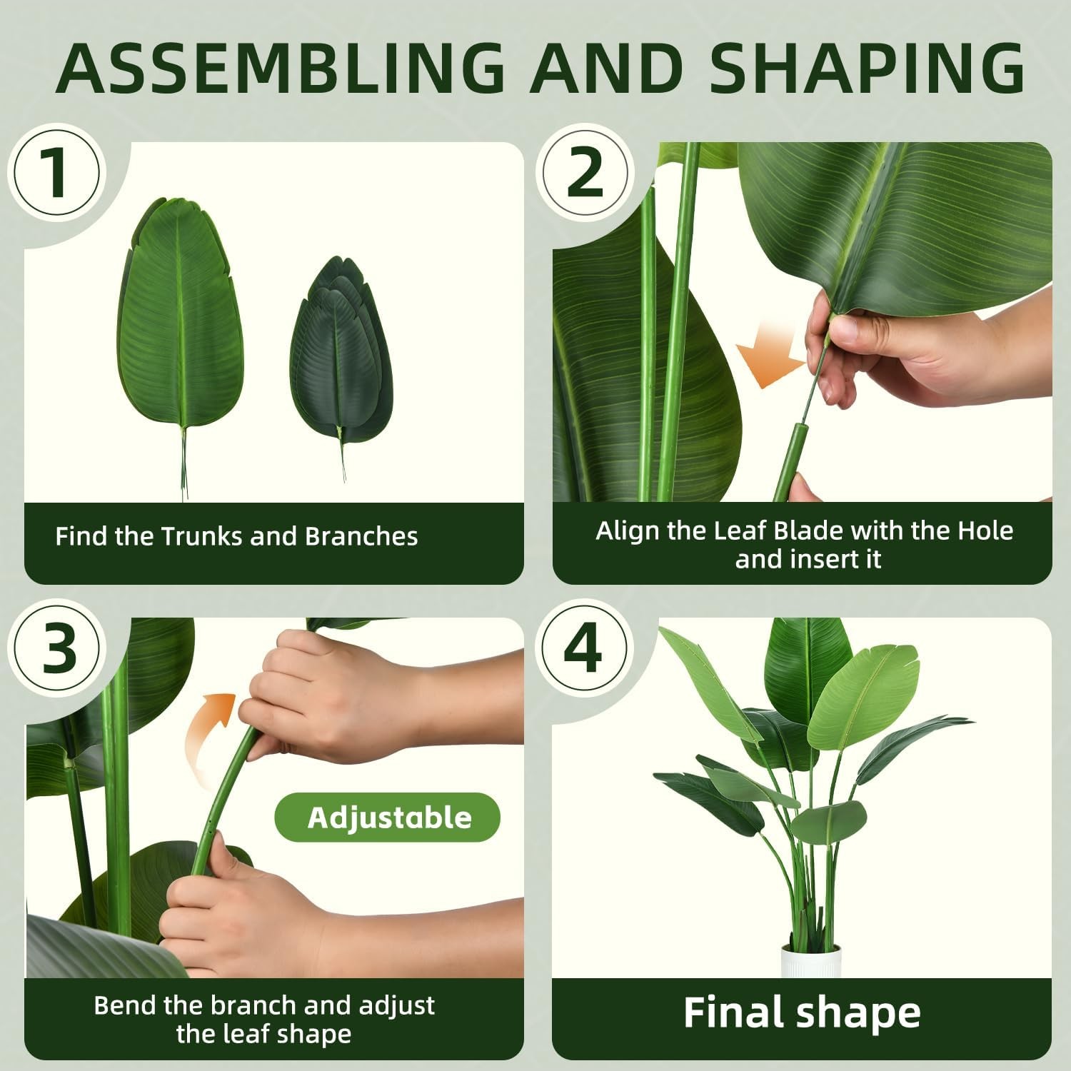 Bird of Paradise Plant Artificial 7ft,Faux Plants Indoor Tall with 13 Trunks –