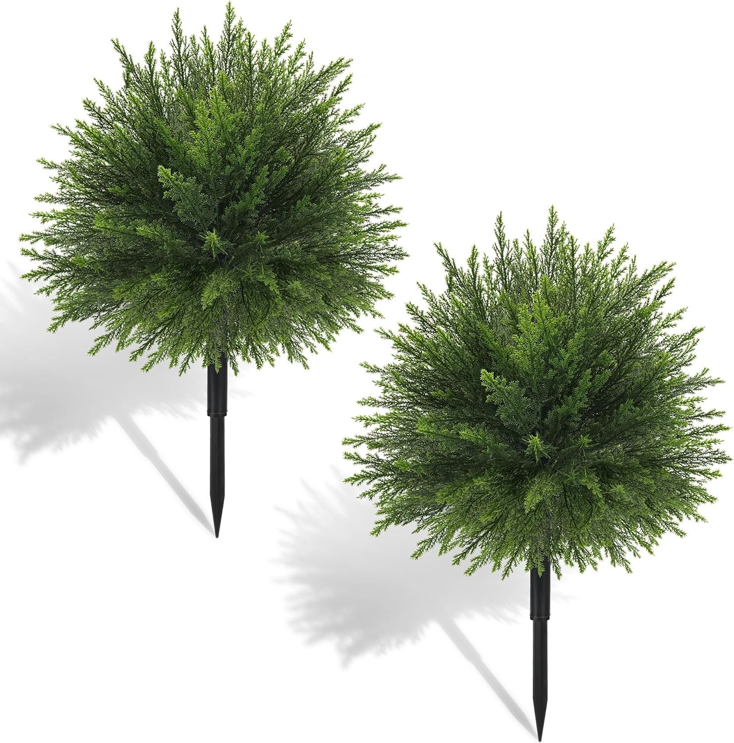 23″ Artificial Topiary Bushes for Outdoors with Spike, Cedar Topiary Ball Trees