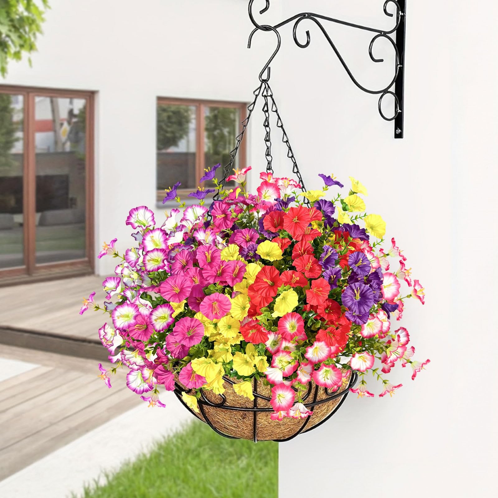 18 Bundles Artificial Faux Flowers Plants for Outdoors Decor-6 Colors
