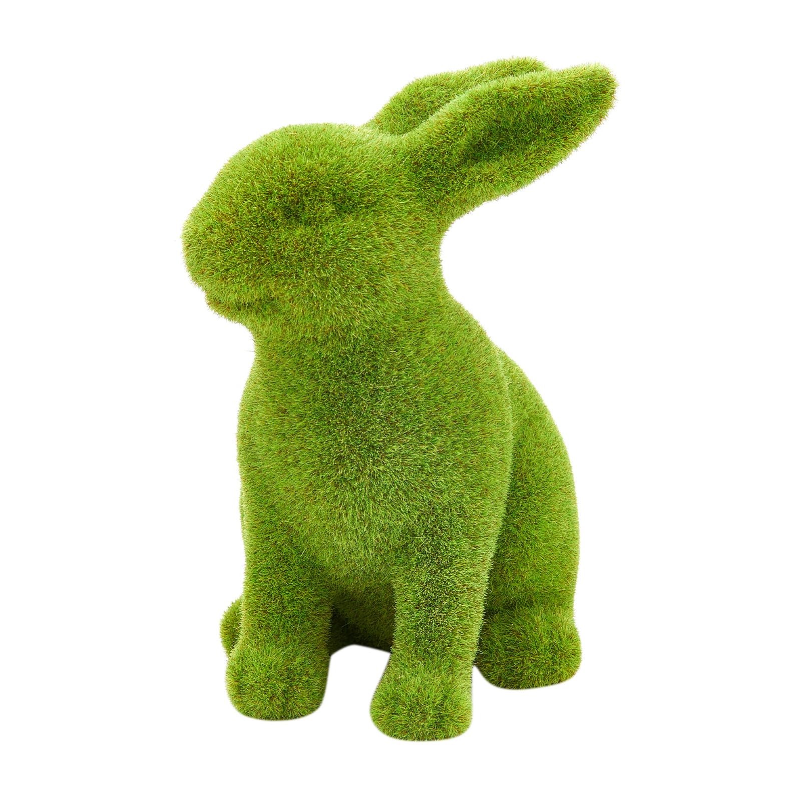 2 PCS Small Green Moss Easter Bunny Decorative Ornament Artificial Sculpture