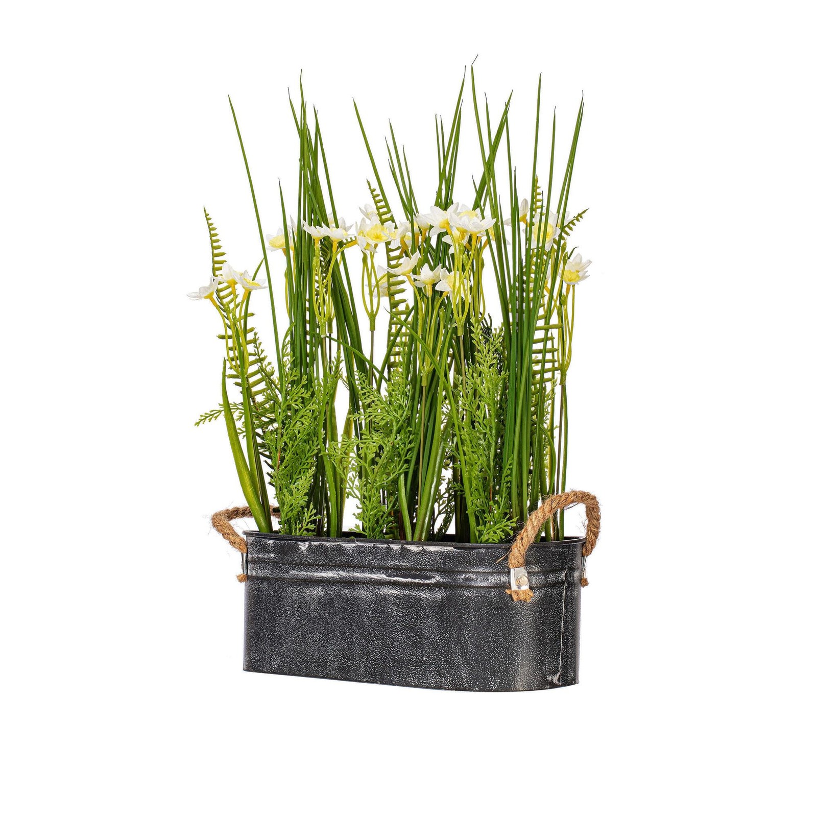 Vickerman 16″ Plastic Artificial Daffodil with Galvanized Pot in Green/Yellow
