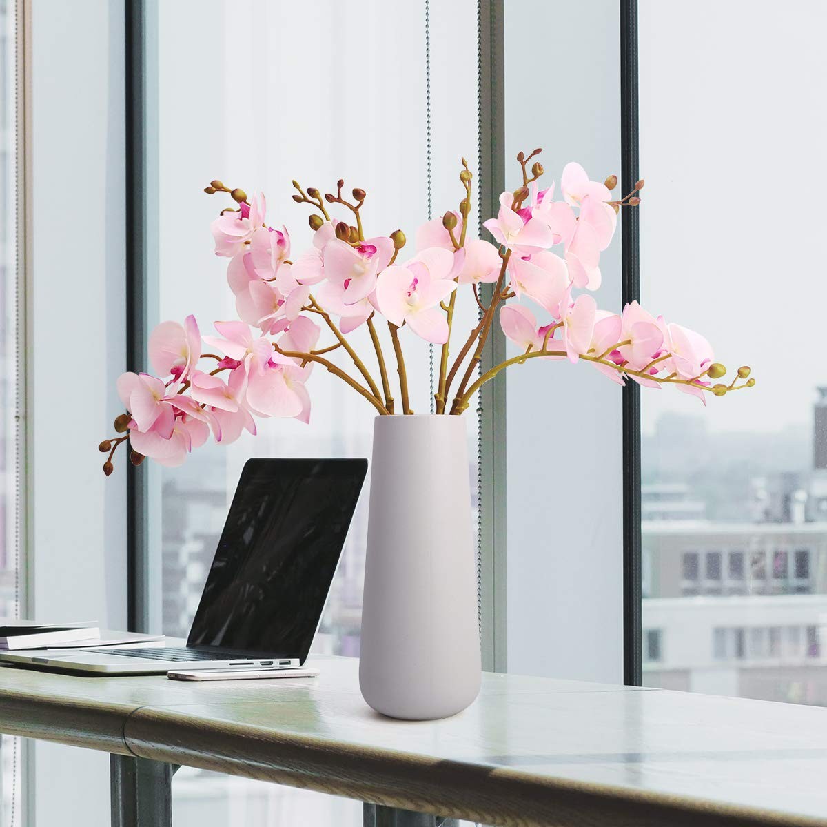 Artificial Orchid Faux Flowers Butterfly Orchid 4 Pcs Real Touch Double Branc…